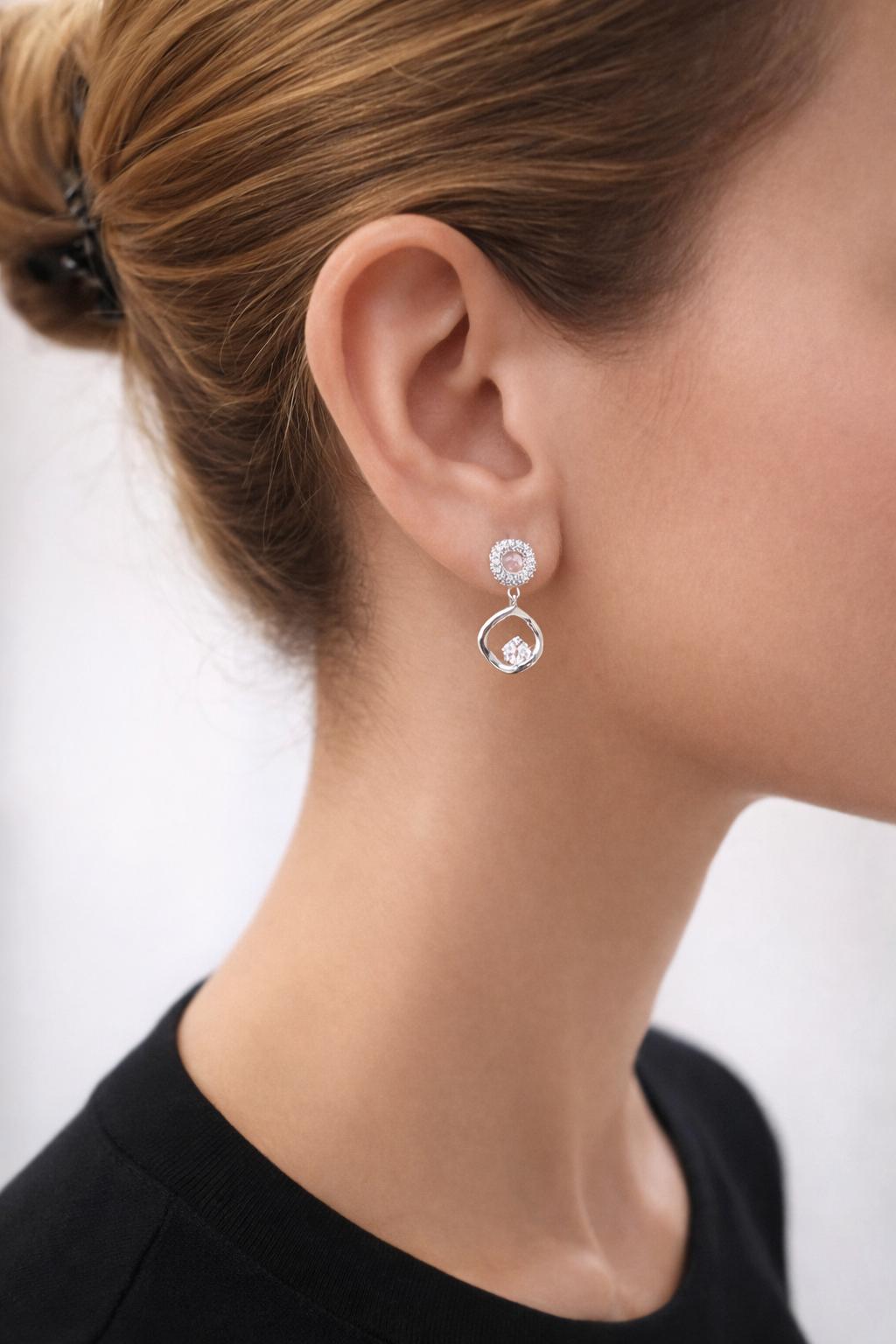 Vanta Silver Minimal Taşlı Küpe - Görsel 2